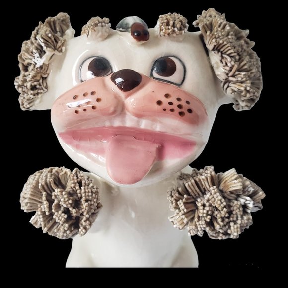 Seated Spaghetti Puppy Dog Porcelain Figurine MCM 1950's Adorable Playful - Picture 3 of 10